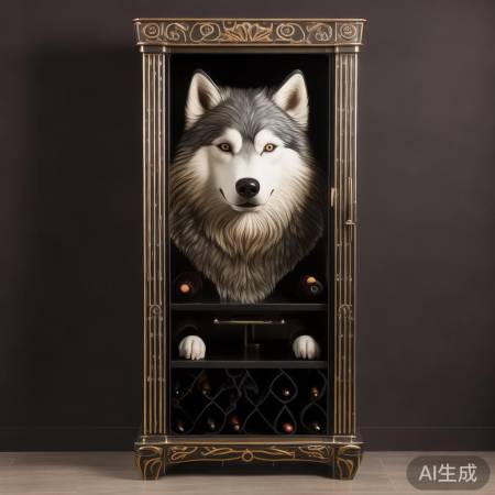 哈士奇狗头红酒柜,高端温馨