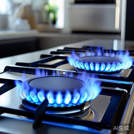 燃气灶火力精准，时尚厨房点缀