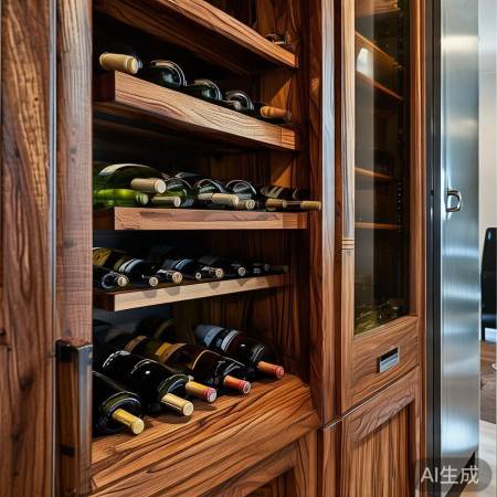 红酒柜材质：实木与金属