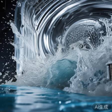 洗衣机脱水，水分离心排出