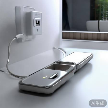 连接充电器，智能锁充电中